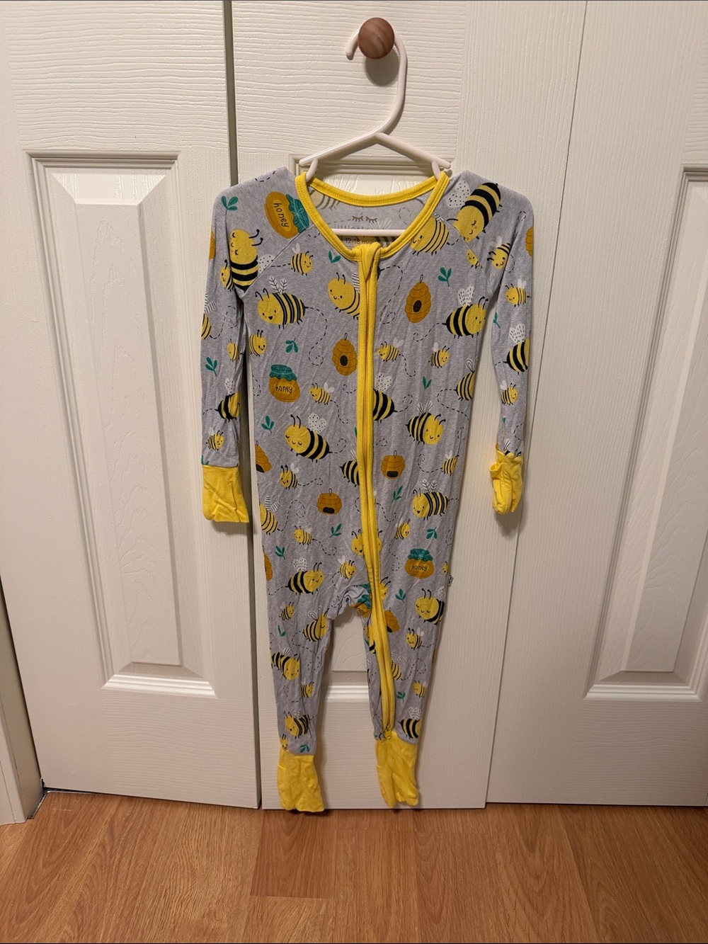 Little Sleepies Yellow Bee Print Footed One-Piece